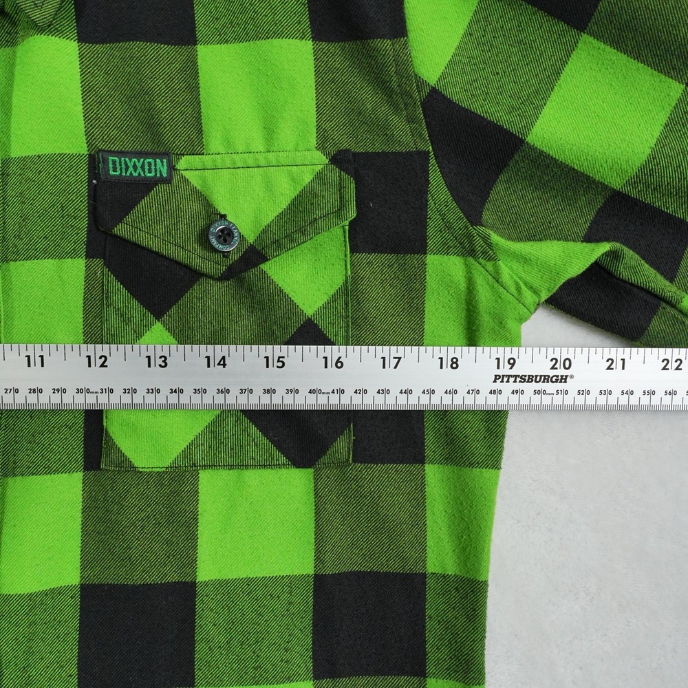 Dixxon Flannel Co Gang Green Buffalo Plaid Button Up Shirt Womens Medium Neon - Picture 6 of 8